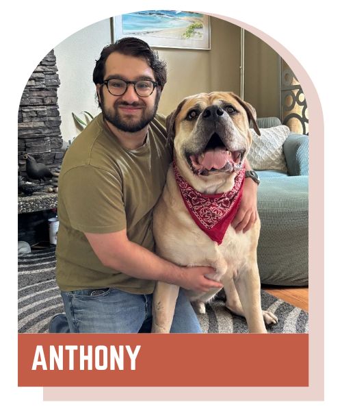 Anthony, LVT Anthony and his dog Odin, a Veterinary Technician at Lynnwood Animal Hospital